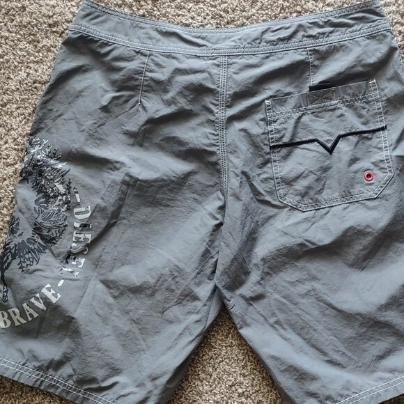 Diesel Grey Shorts Lined Swimwear Swim Trunks Only the Brave Mohawk Guy (Large) - Picture 9 of 16